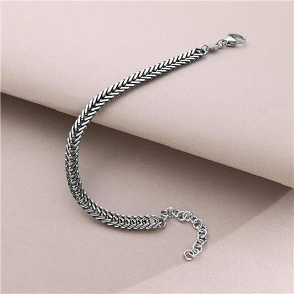 Chain Bracelets For Men - Premium Stainless Steel Mens Bracelet, Silver